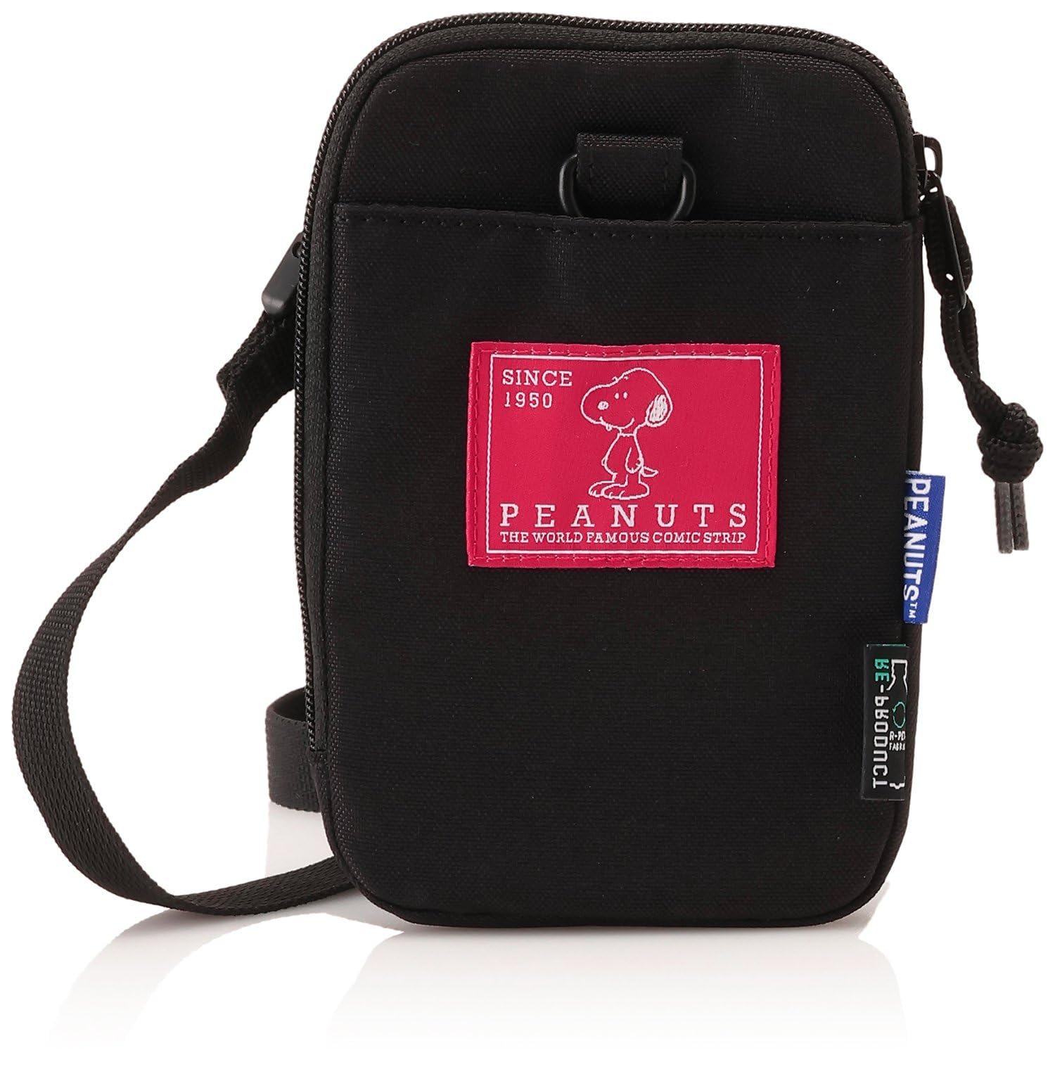 

Smartphone Shoulder Smartphone Mini Mobile Mobile High School Cute 0339 Black [Snoopy] Bag, Pouch, Bag, L-shaped Zipper, Logo, Shoulder, Bag, Women,