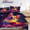 Corgi Pattern Bedding Quilt Set Quilt Cover Pillowcase Home Decoration Birthday Gift (1 * duvet cover + 2 * pillowcase, without core)