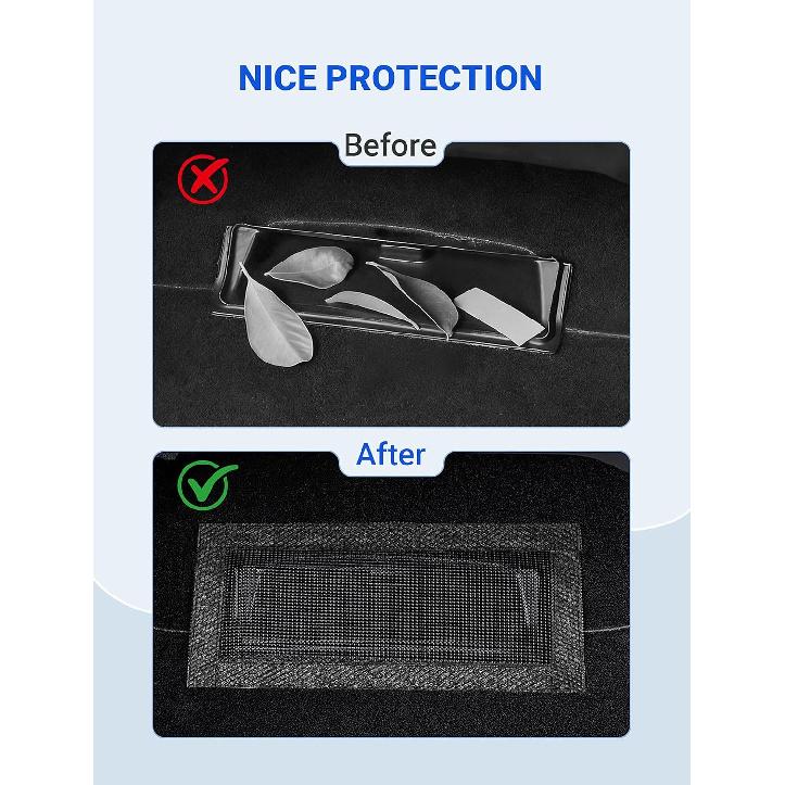 2Pcs Backseat Air Vent Cover for Tesla Model 3 & Model Y 2017-2025, Rear Seat Airflow Outlet Protector with Upgraded Mesh Cloth and Velcro, Car Air