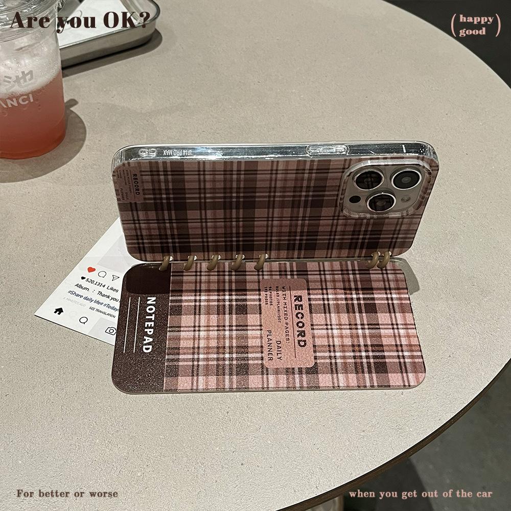 New Letter Plaid Book Case Suitable for Apple 16promax Protective Case IPhone 15 Mobile Phone Case 14 Flip Cover
