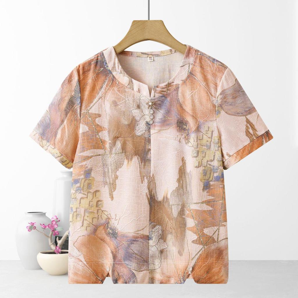 2026 Summer Stylish Short Sleeve T-shirt Set for Middle-aged and Elderly Women
