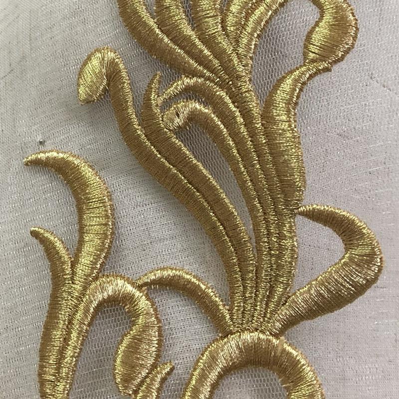 Large Gold Mesh Embroidered Flower Fabric Patch for Dance Clothing Decoration