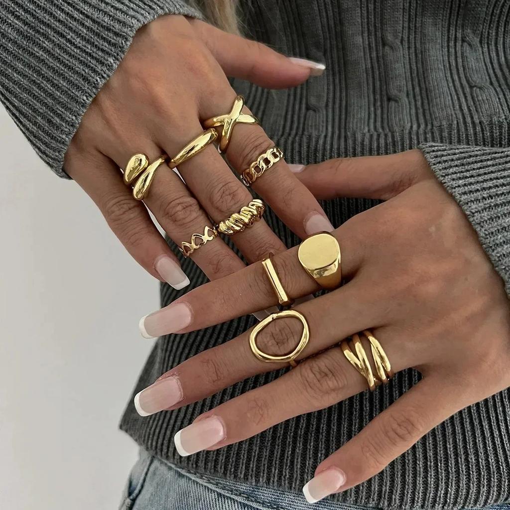 4pcs/set Punk Cross Star Hip Hop Ring Sets for Women Vintage Exaggerated Large Our Star Ring Finger Rings Y2K 2026  Gift