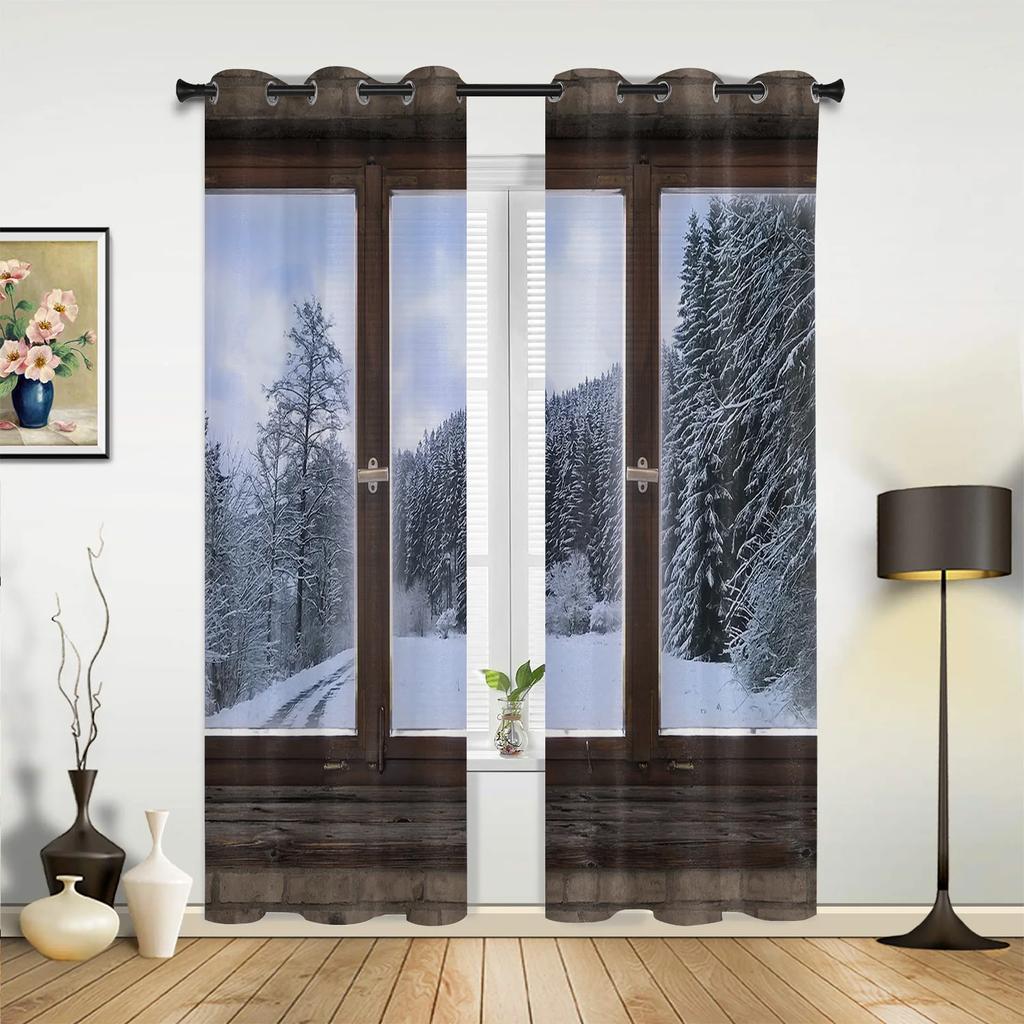 Średniowieczne Drewniane Okna Ścienne Stare Brązowe Zasłony Budynkowe do Pokoju Dziecka Salon Draperie Kuchenna Zasłona Okienna Dekoracja Domu