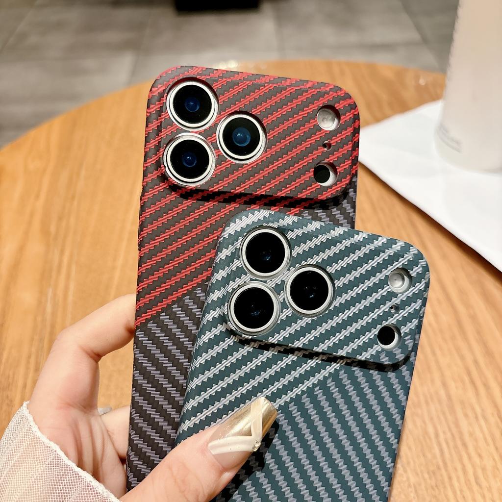 Luxury Carbon Fiber Pattern Texture Phone Case For iPhone 17 16 15 14 13 12 11 Pro Max Plus Ultra Thin Shockproof Hard PC Cover