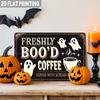 Vintage Style Coffee Bar Wall Art Sign 2D Flat Ghost Themed Hanging Plaque  Halloween Decor
