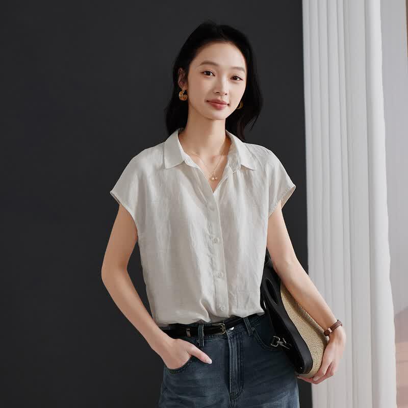 SOFSIL Women's Relaxed Fit Linen Lapel Shirt