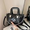 Klasyczna Czarna Torebka na Imprezę Jesień/Zima Nowa Damska Teksturowana PU Torby na Jedno Ramię Elegancka do Pracy Łańcuszek Torba Crossbody Trend