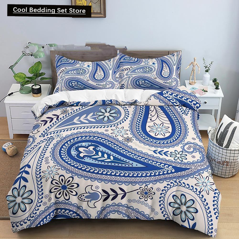 Indian Floral Style King Queen Duvet Cover Colorful Boho Mandala Bedding Set for Adults Geometric Exotic Polyester Quilt Cover