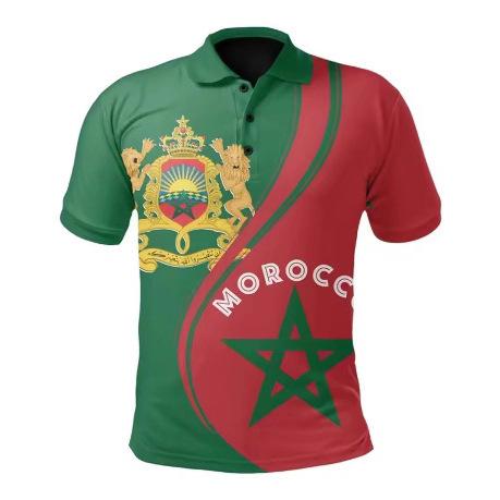 Morocco Polo Shirt Morocco National Flag 3D Printing Men and Women Casual Oversized Short Sleeve T