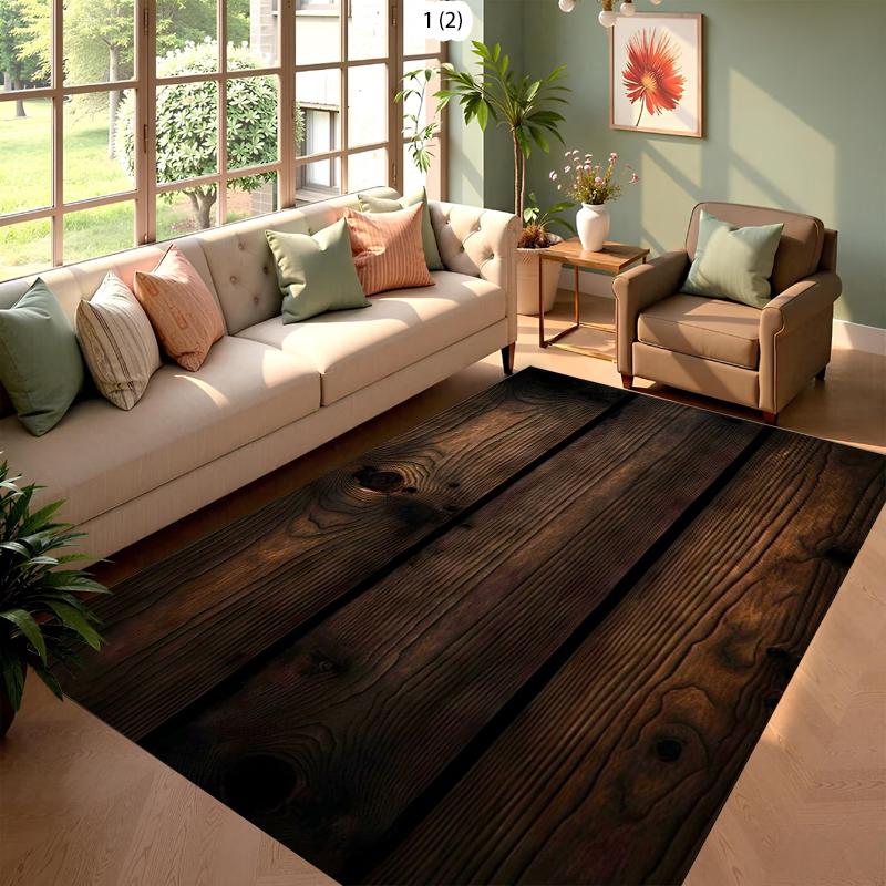 Wood Texture Carpet Mat Rug Home Decoration Wooden Floor Pattern Area Rug Living Room Bedroom Realistic Vintage Style