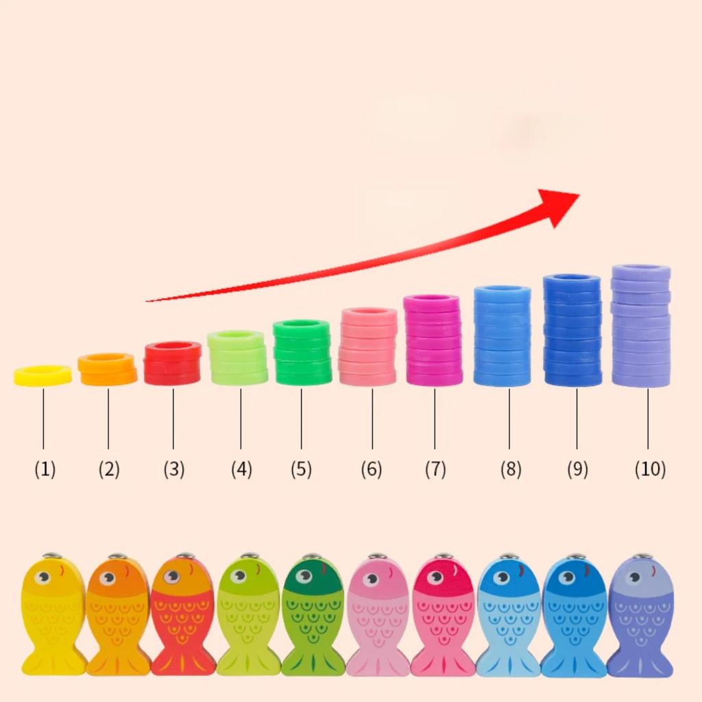 Kids Montessori Educational Wooden Math Toys Children Busy Board Count Shape Colors Match Fishing Puzzle Learning Toys Gifts