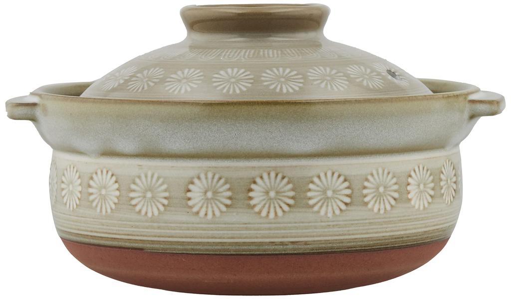 Banko Ware Ginpo Hana Mishima Extra Deep Pot 6 Person Diameter 19cm X Height 15cm Direct Heat Safe Microwave Safe Made In Japan 21681 No. 1-2