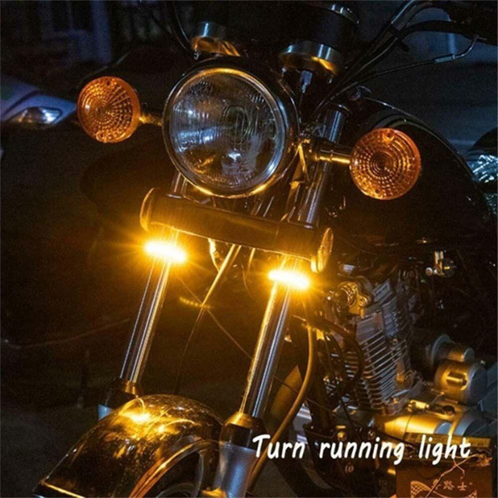 Motor Flasher Light LED Daytime Running Lamp Motorcycle Turn Signal Light Ring Fork Strip Lamp