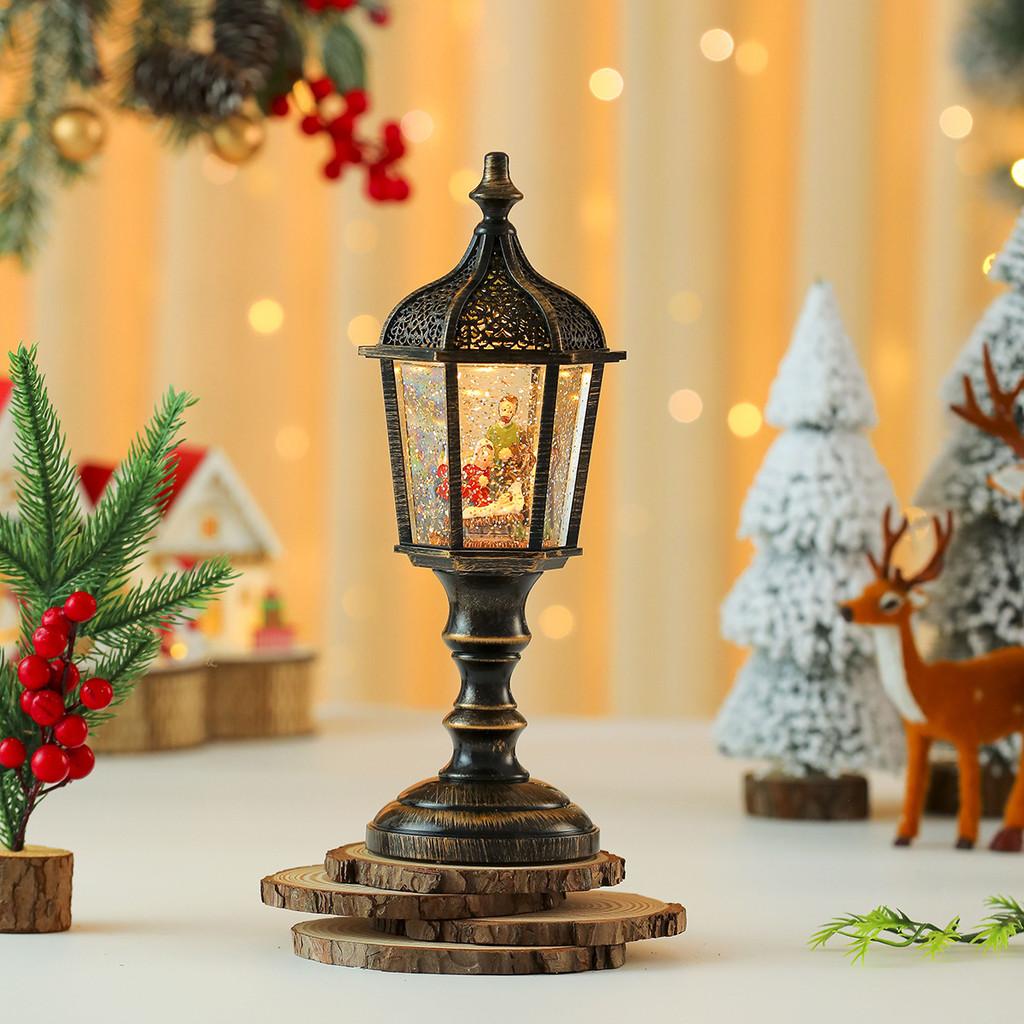 Christmas Snowman Figurine Vintage Table Lamp With Light Music And Effect Snow