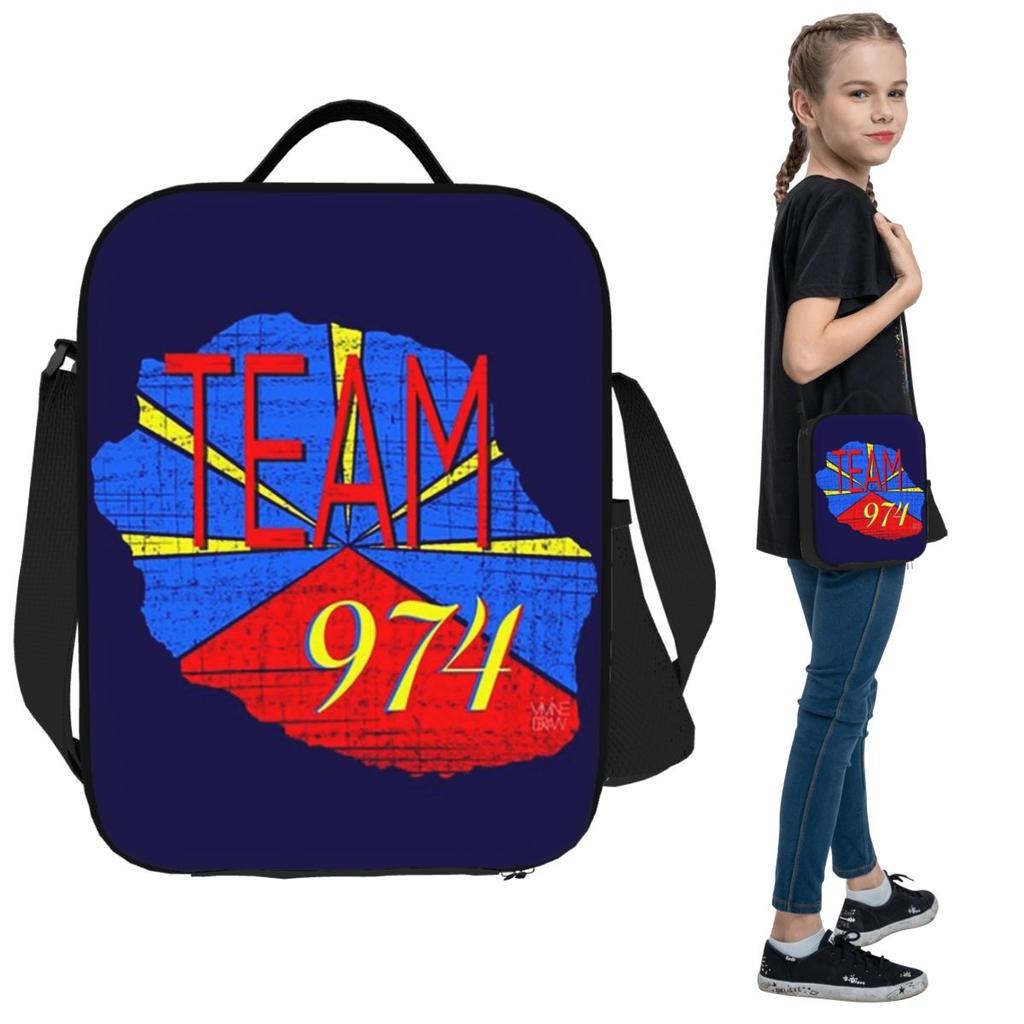 974 Reunion Island Logo Insulated Lunch Bag for Women Office Cooler Thermal Food Box Tote Leakproof Lunch Boxes Container