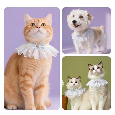 Kitten Bib Bag Cotton Bow Lace Pet Scarf Dog Scarf Accessories Summer Cat Tie