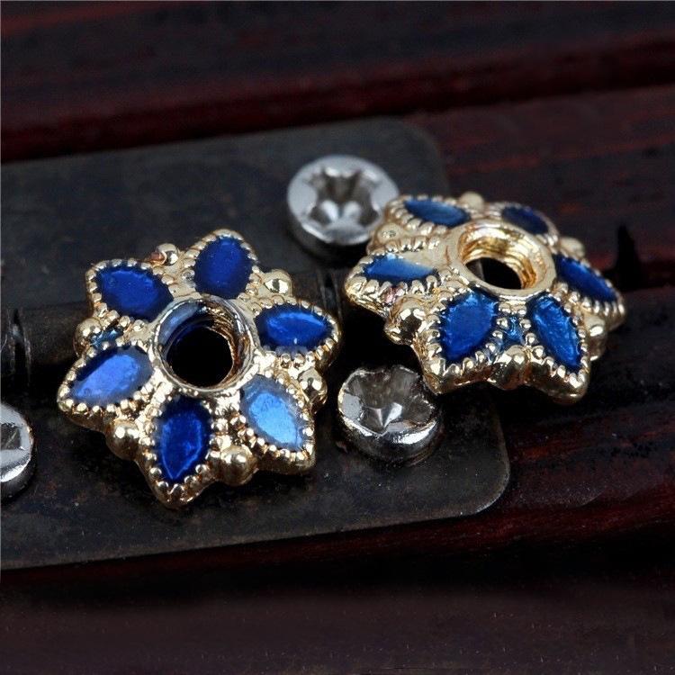 Copper Enamel Flower Beads for DIY Jewelry - 6mm