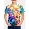 Summer Children's Short Sleeved T-shirt Fashionable Colorful Cartoon Animals 3d Printing Soft Comfortable Breathable Round Neck T-shirt