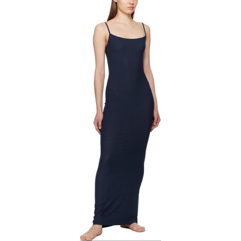 SKIMS Solid Color Adjustable Long Slip Dress Women dresses Navy-Blue APDRS0596-NAVY