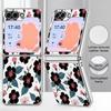 Floral Pattern Case For Samsung Galaxy Z FlIP 7 FE 6 5 Plating PC+PU Leather Hybrid Folding Cover For Samsung Z Flip7 Flip6 Flip5