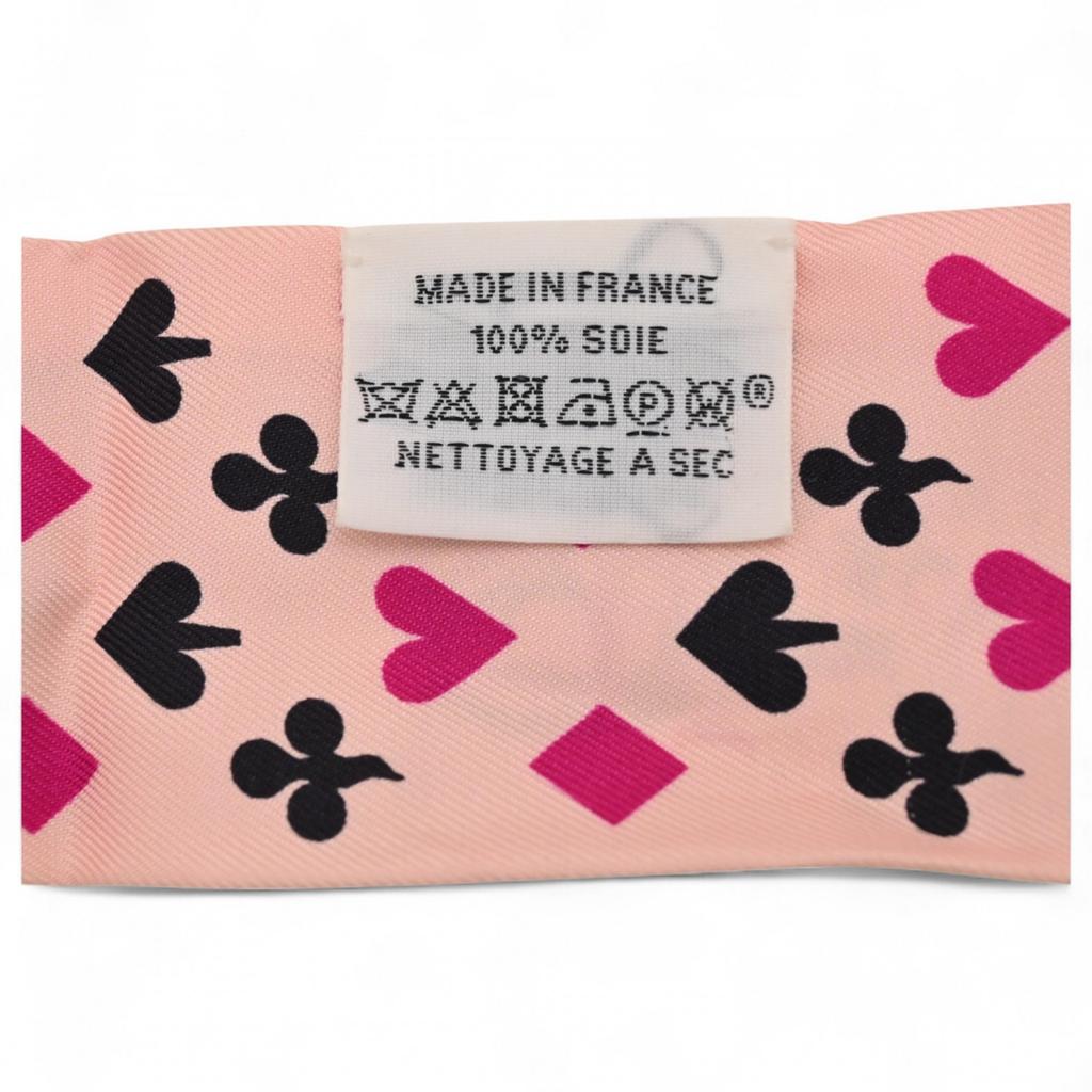 Auth HERMES Twilly Jeu De Cartes Playing Cards Scarf Silk He5711er