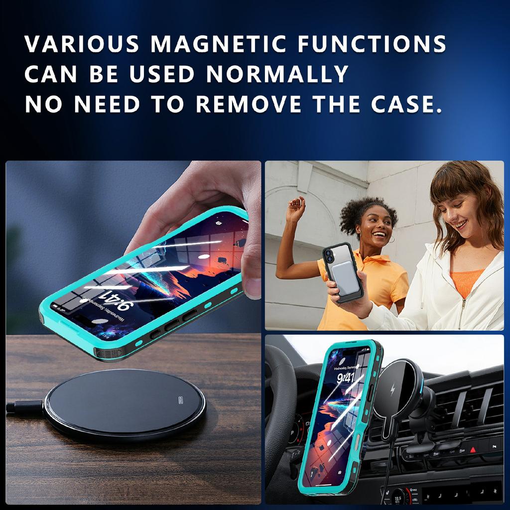 REDPEPPER D-UP Series For iPhone 16 Plus Case IP68 Waterproof Clear Back Panel Phone Cover Compatible with MagSafe