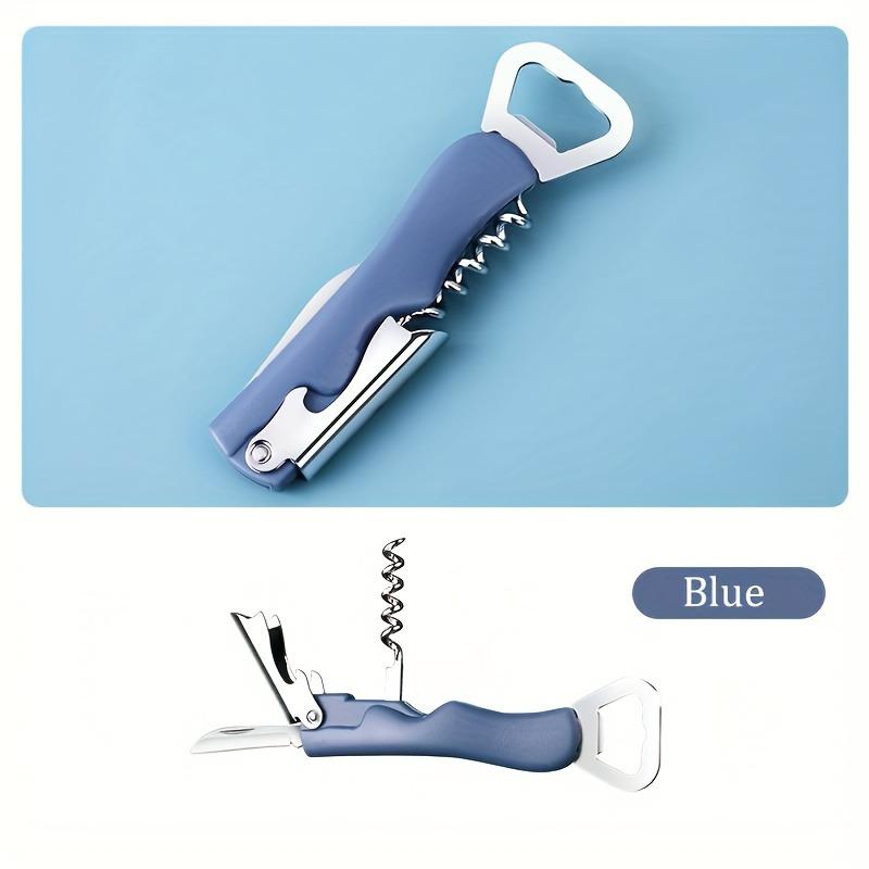 

Многофункциональная портативная открывалка для бутылок из нержавеющей стали, креативный дизайн для вина, пива и пробок - для ресторанов и баров синий