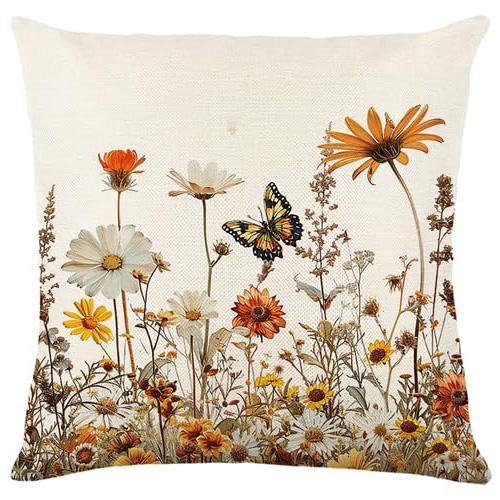 Heimdeko Kolibris & Schmetterlinge in Wildblumen Kissenmuster Kissenbezug Geeignet für Sofa Schlafzimmer Auto Kissenbezug