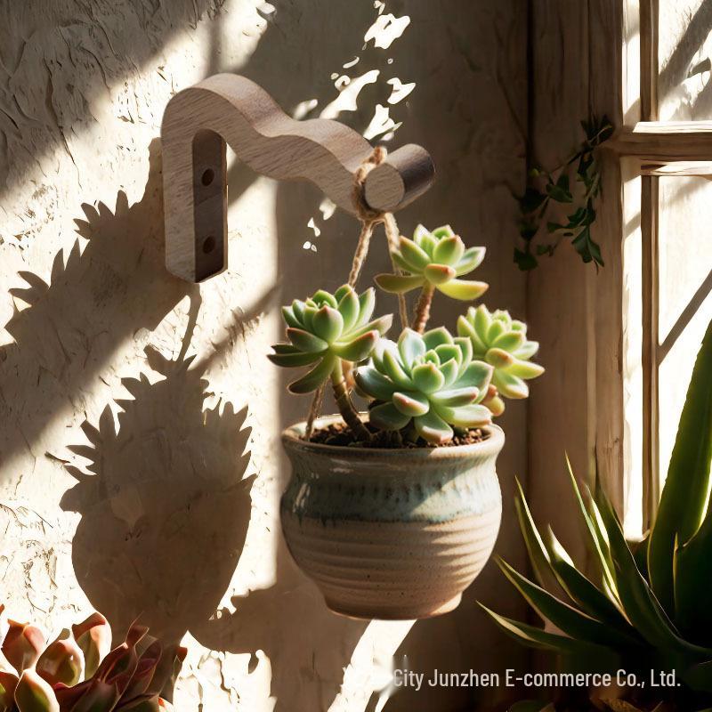 Solid Wood Hanging Flower Pot for Indoor Plants