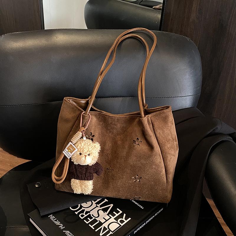 Suede Bag Women's 2025 New High-end Retro Underarm Bag Commuter Tote Bag Large-capacity Shoulder Bag