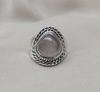 Rose Quartz 925 Sterling Silver Ring: Handmade Boho Cabochon Jewelry