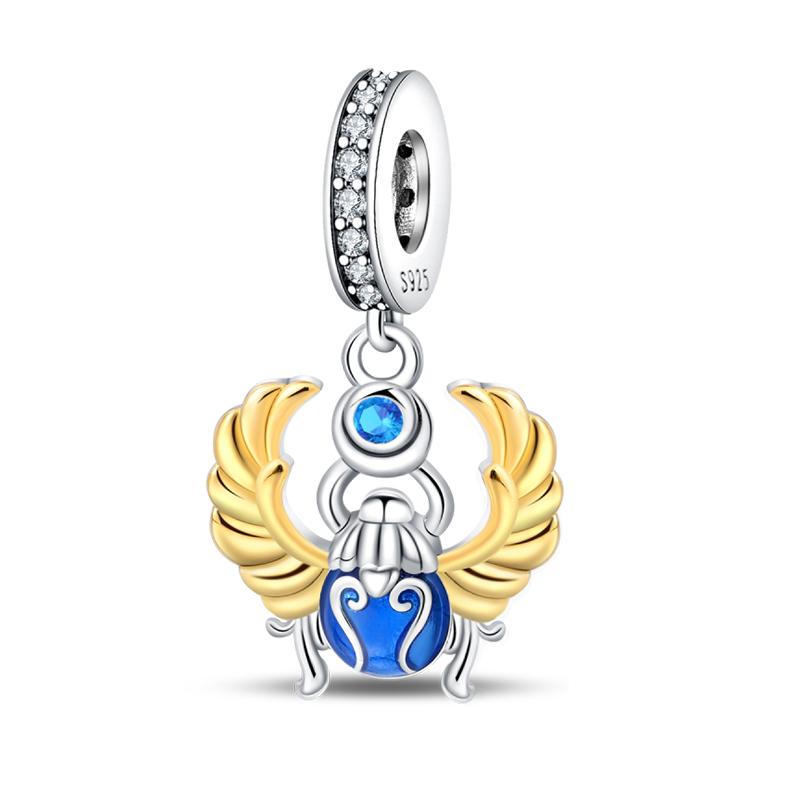 925 Silver Color Pharaoh Pyramid Spider Evil Eye Bastet Charms Beads Fit Diy 925 Original Bracelets Fine DIY Party Jewelry