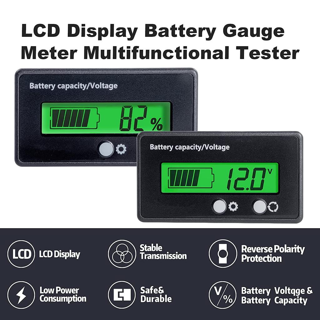 12v green backlight waterproof display 3s 26s lithium battery and lead acid battery digital voltmeter tester Black