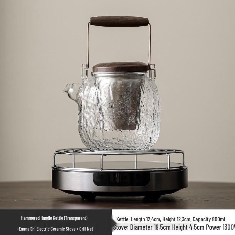 Glass Tea Kettle & Brewing Set for Induction Cooker: White Pot for Boiling, Steaming & Health-Preserving Tea at Home