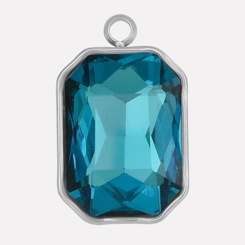 High Quality Big Glass Rhinestone Stainless Steel Rectangle Charms For Jewelry Making Supplies Real Gold Plated No Fade Pendants