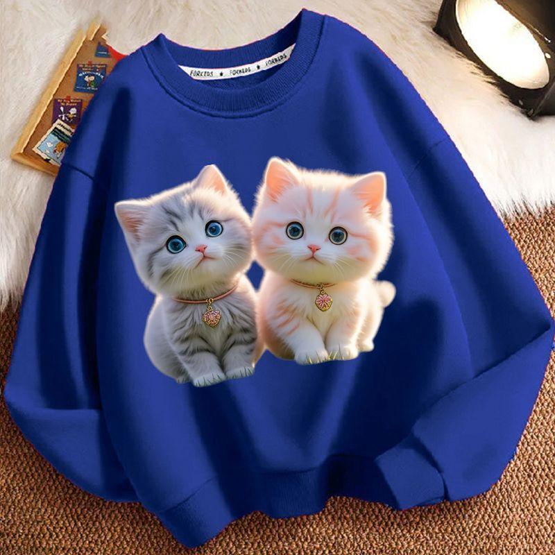 Cute Little Cat Hoodie for Children, Long-sleeved Loose Coat for Boys and Girls in Spring and Autumn