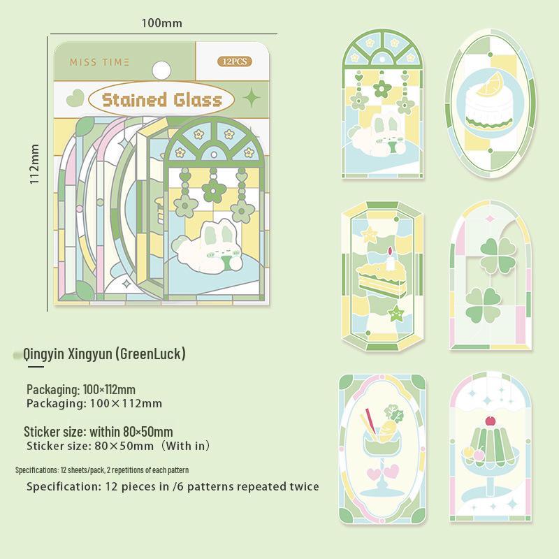 Shiguang Stained Glass Window Theme DIY Sticker Pack - 6 Styles