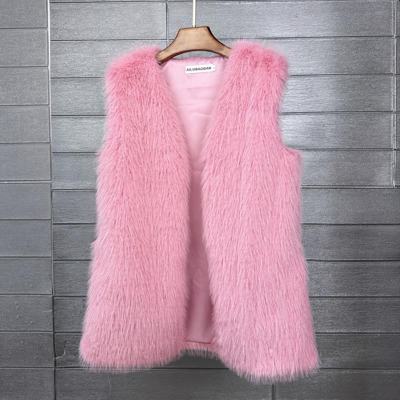 Europäische und amerikanische Imitation Toskanisches Fuchsfell Winter Mittellang und Lang Imitation Pelz Weste Warme Damen Weste Jacke Weich