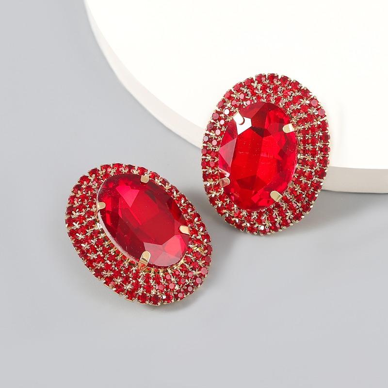 Exaggerated Claw Chain Oval Ultra-bright Earrings and Stud Earrings
