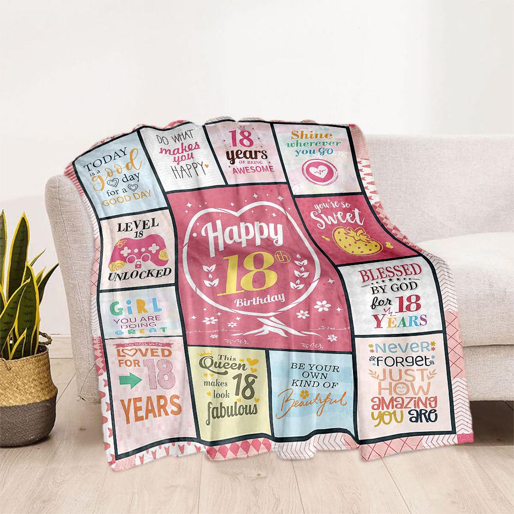 Happy 60th Birthday Floral Blankets Are Suitable for Living Rooms,making Them an Ideal Choice for Outdoor Travel and Gifts.