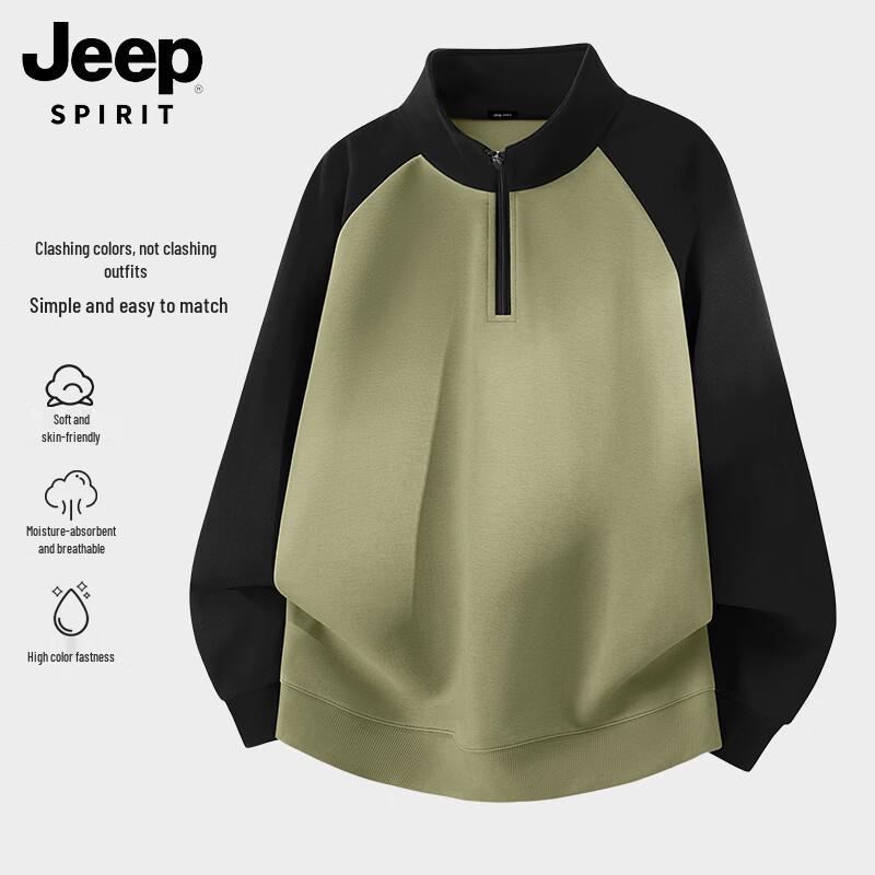 JEEP SPIRIT Men's Half-Zip Casual Sweatshirt
