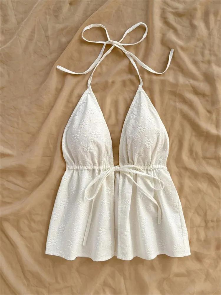 Tank Top phumee Halter Neck Backless Beige A2509