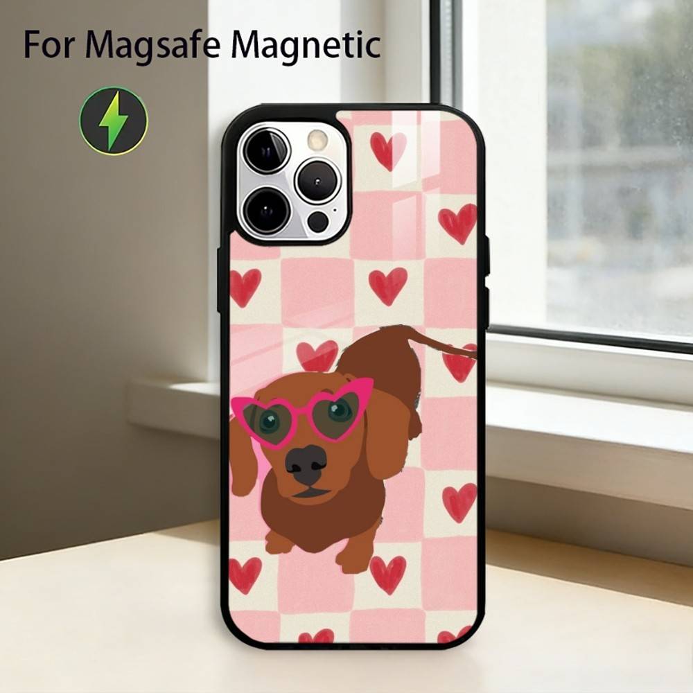 Cute Dachshund Sausage D-Dog Phone Case For iPhone17,16,15,14,13,12,11 Plus,Pro Magnetic For Magsafe Wireless Charging