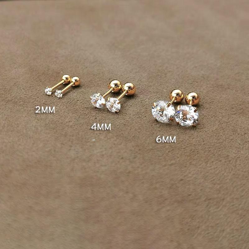 1piece 20G Bar Stainless steel Screw Piercing Zircon Ear Tiny Stud for Women Men Tragus Cartilage Standard Lobe Daith Earring