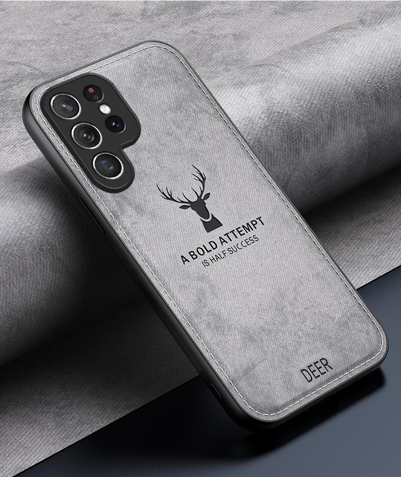 Per Samsung Galaxy S23 S22 S21 S20 S10 Plus Ultra Custodia Morbida in Tessuto Cervo Cover Posteriore Protettiva per Samsung S20 S23 FE