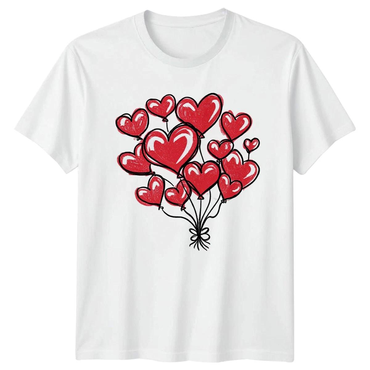 Red Heart Balloon Sketch Art T-Shirt Valentines Day Gift For Him And Her M