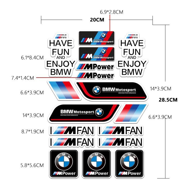 For BMW M Performance Decorative Car Stickers BMW Car Interior Modification Waterproof Locomotive Fuel Tank Reflective Stickers