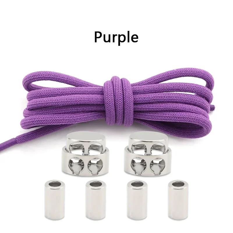 1Pair Lock Shoe laces Without ties Metal Buckle Laces Round Elastic Laces Sneakers Kids Adult No Tie Shoelaces Shoes Accessories