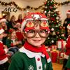 Glitter Christmas Glasses Glasses, Holiday Party Frames, Santa Hat 3D Tree Snowman Bear Funny Eyeglasses for Favors Kids And Adult